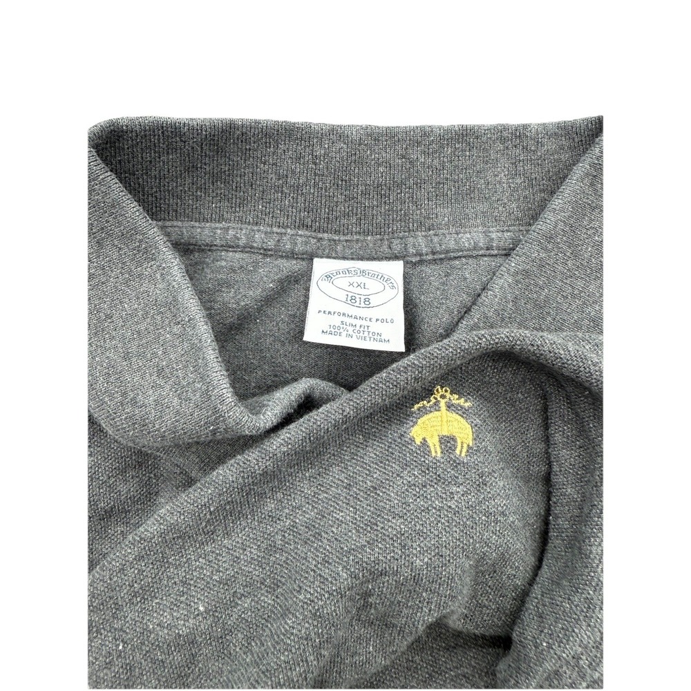 Brooks Brothers Shirt‎ Mens XXL Gray Charcoal Performance Polo Slim Fit Logo